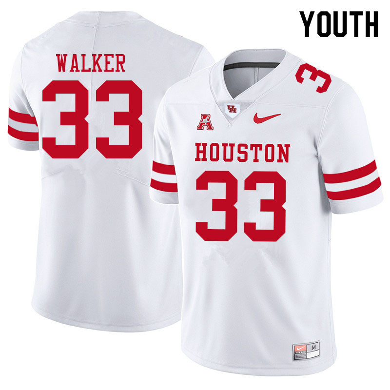 Youth #33 Cash Walker Houston Cougars College Football Jerseys Sale-White - Click Image to Close